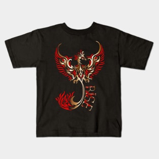 Rise up like a Phoenix from the ashes. Copper and Red Phoenix in a Tribal / Tattoo Art style Kids T-Shirt